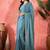 Teal embellished banarasi saree with blouse piece