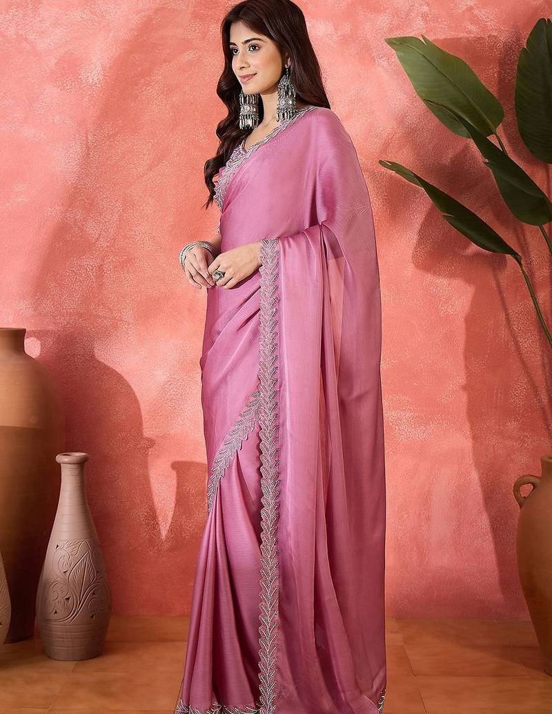 Purple embellished banarasi saree with blouse piece