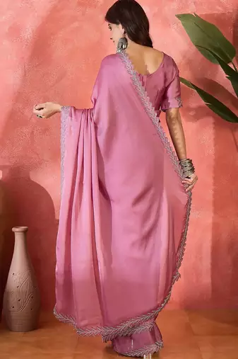 Purple embellished banarasi saree with blouse piece