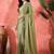 Sea green embellished banarasi saree with blouse piece