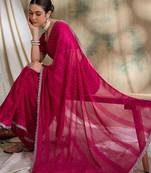 Pink embellished beads and stones saree