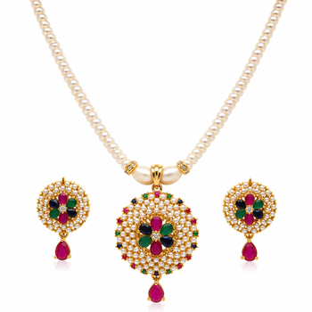 Certified Pearls Royal Multicolour Pendant Set 1