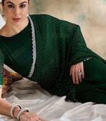Green embellished saree with blouse piece