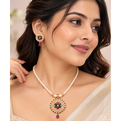 Certified Pearls Royal Multicolour Pendant Set 4
