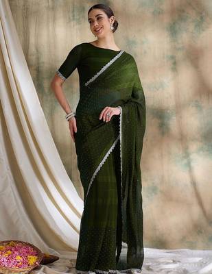 Teal embellished saree with blouse piece 2