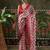 Red ready to wear satin floral digital printed saree