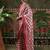 Red ready to wear satin floral digital printed saree