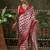 Red ready to wear satin floral digital printed saree