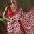 Red ready to wear satin floral digital printed saree