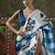 White ready to wear satin floral digital printed saree
