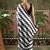White ready to wear satin floral digital printed saree