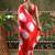 Red ready to wear satin floral digital printed saree
