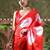 Red ready to wear satin floral digital printed saree