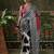 White ready to wear satin floral digital printed saree