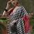 White ready to wear satin floral digital printed saree
