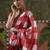 Red ready to wear satin floral digital printed saree