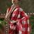 Red ready to wear satin floral digital printed saree