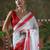 White ready to wear satin floral digital printed saree