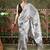 White ready to wear satin floral digital printed saree