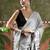 White ready to wear satin floral digital printed saree