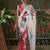 White ready to wear satin floral digital printed saree