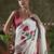 White ready to wear satin floral digital printed saree