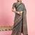 Teal ethnic printed saree with blouse piece