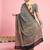 Teal ethnic printed saree with blouse piece