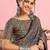 Teal ethnic printed saree with blouse piece