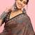 Black ethnic printed saree with blouse piece