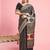 Black ethnic printed saree with blouse piece