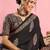 Black ethnic printed saree with blouse piece