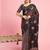 Black ethnic printed saree with blouse piece