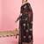 Black ethnic printed saree with blouse piece
