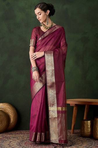 Magenta woven design zari traditional kanjeevaram saree