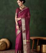 Magenta woven design zari traditional kanjeevaram saree