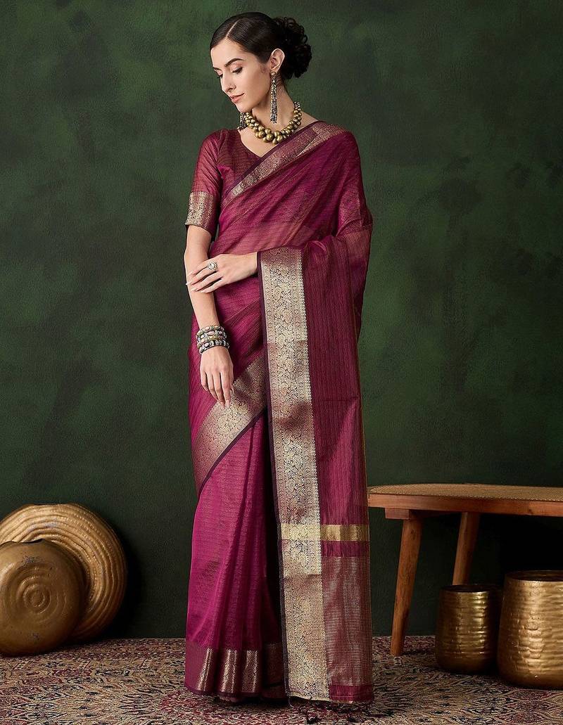 Magenta woven design zari traditional kanjeevaram saree