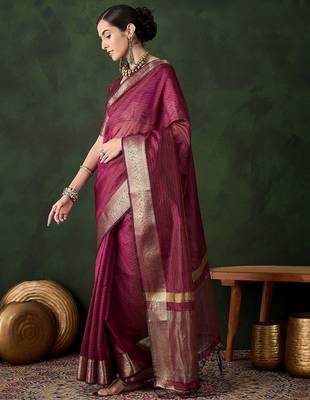 Magenta woven design zari traditional kanjeevaram saree 2