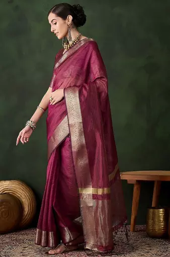 Magenta woven design zari traditional kanjeevaram saree
