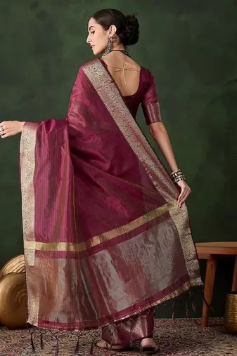 Magenta woven design zari traditional kanjeevaram saree