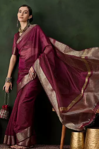 Magenta woven design zari traditional kanjeevaram saree