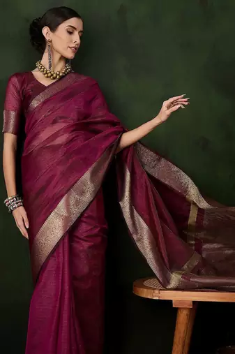 Magenta woven design zari traditional kanjeevaram saree