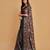 Charcoal charcoal & pink floral printed satin saree