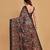 Charcoal charcoal & pink floral printed satin saree
