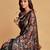 Charcoal charcoal & pink floral printed satin saree