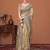 Beige kalamkari print kantha work banarasi saree