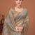 Beige kalamkari print kantha work banarasi saree