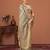 Beige kalamkari printed embroidered banarasi saree with matching blouse