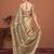 Beige kalamkari printed embroidered banarasi saree with matching blouse