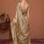 Beige kalamkari printed kantha work banarasi silk cotton designer saree